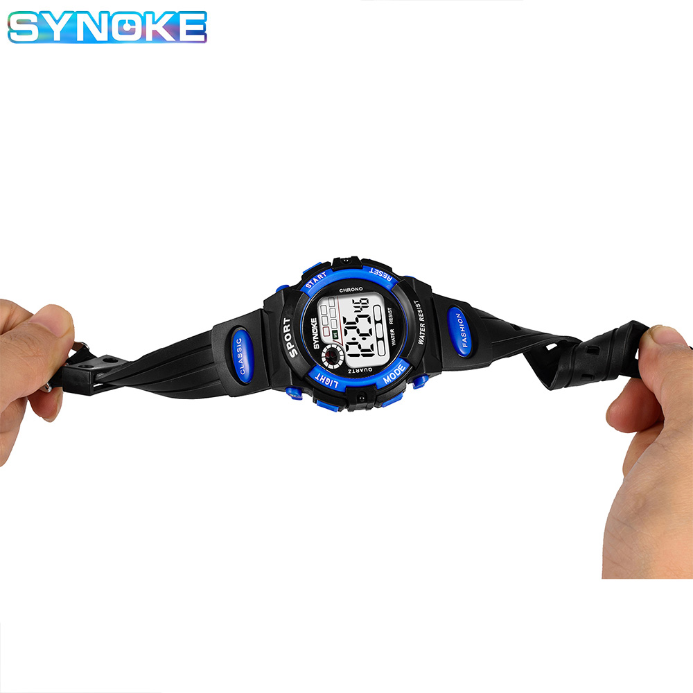 Synoke นาฬิกาเด็กกันน้ํามัลติฟังก์ชั่น LED นาฬิกาดิจิตอลเด็กผู้หญิงและเด็กผู้ชายกีฬานาฬิกาของขวัญสําหรับวันเด็ก