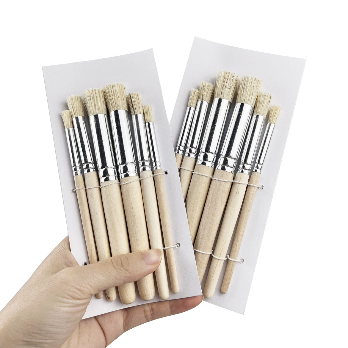 ชุดแปรงทำแบบ 12 ชิ้น มีขนแปรงธรรมชาติทนทานไม่หลุดร่วง, ด้ามไม้, หัวกลม สำหรับสีน้ำ สีอะคริลิก สีโครงร่าง และงานฝีมือ DIY - รูปที่ 4