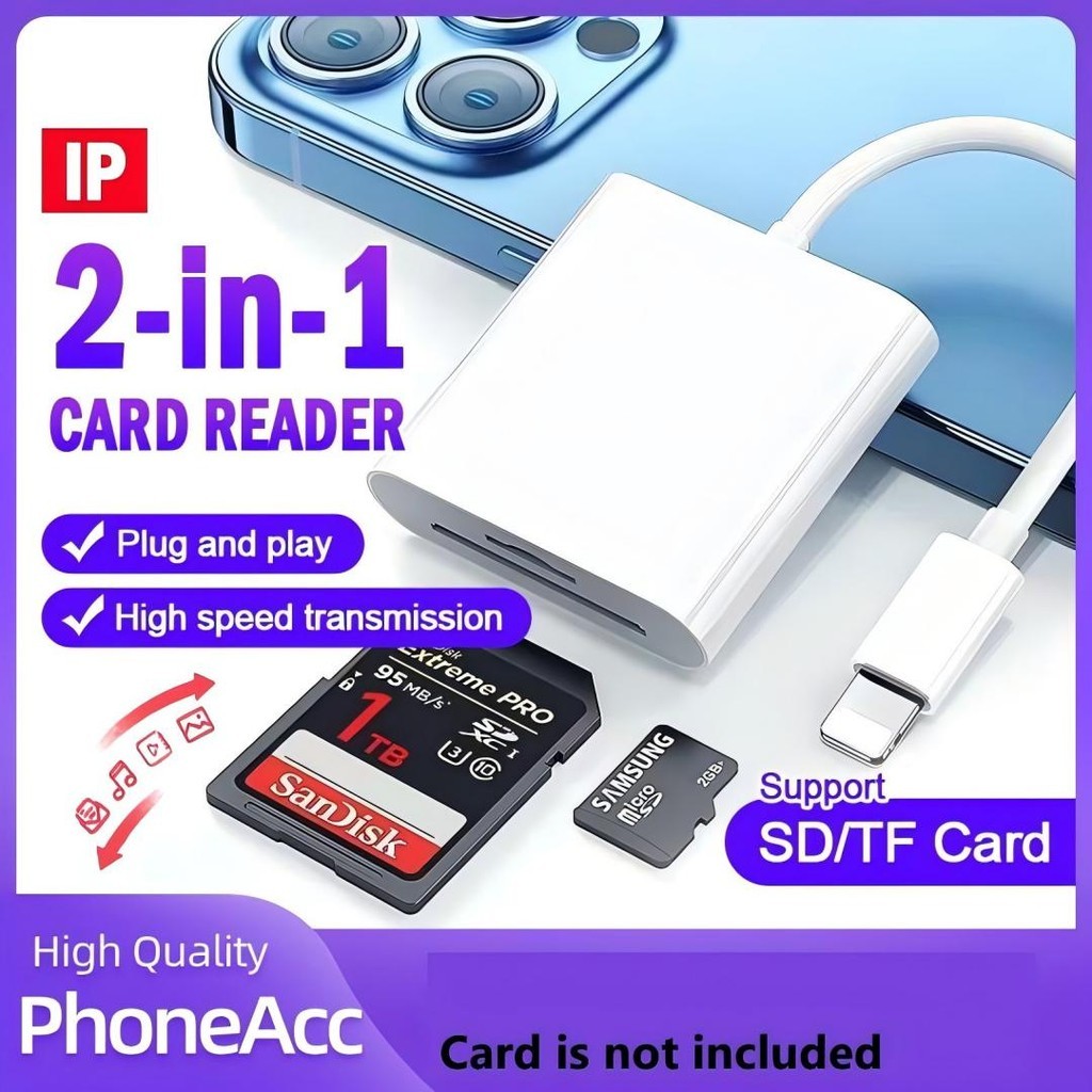 อะแดปเตอร์การ์ด 2 in1 สําหรับ Iphone SD TF เครื่องอ่านการ์ดแปลงข้อมูลสําหรับ IOS