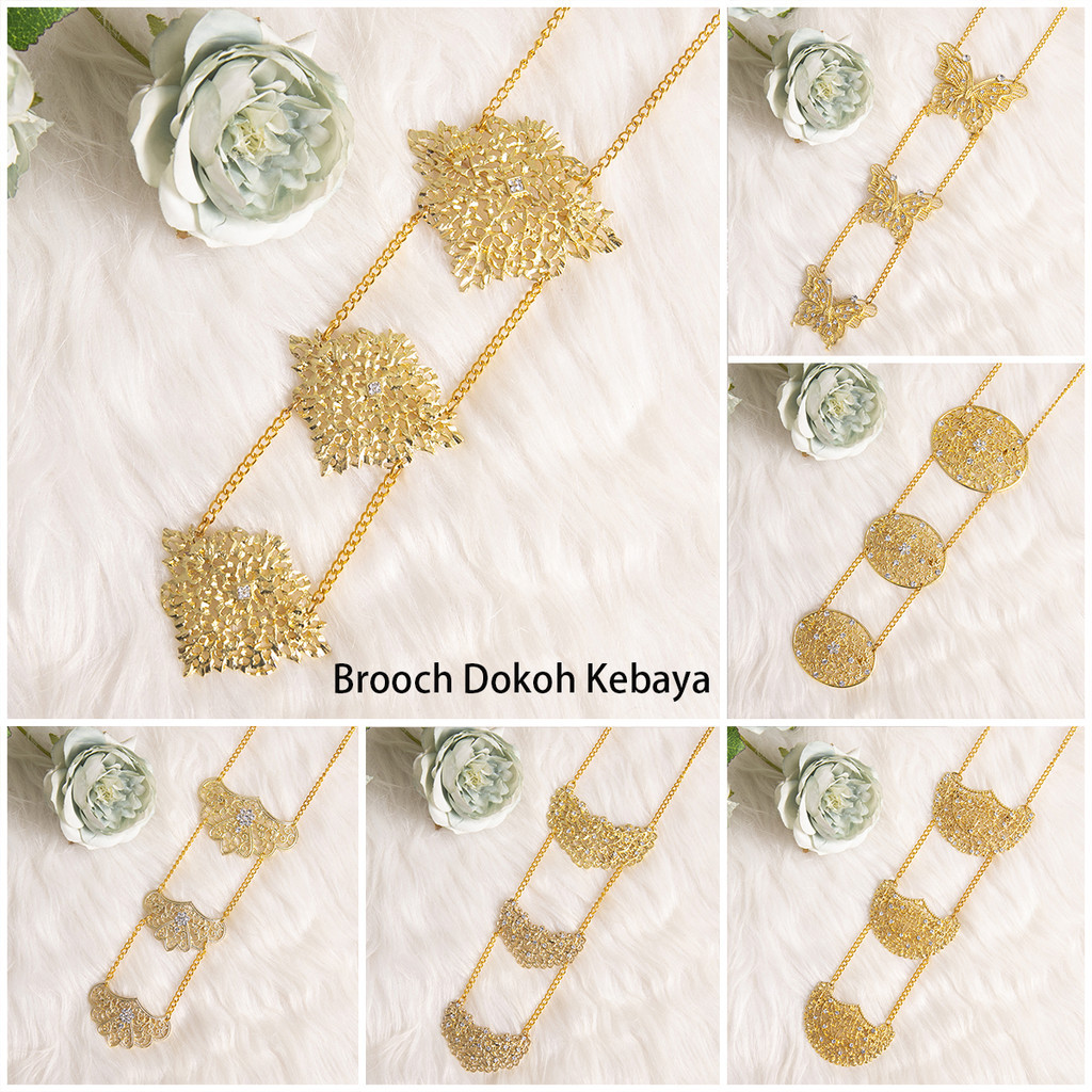 ชุดมุสลิมสามชิ้นแบบดั้งเดิมพร้อมเข็มกลัดและสร้อยคอสำหรับ Doh Ka