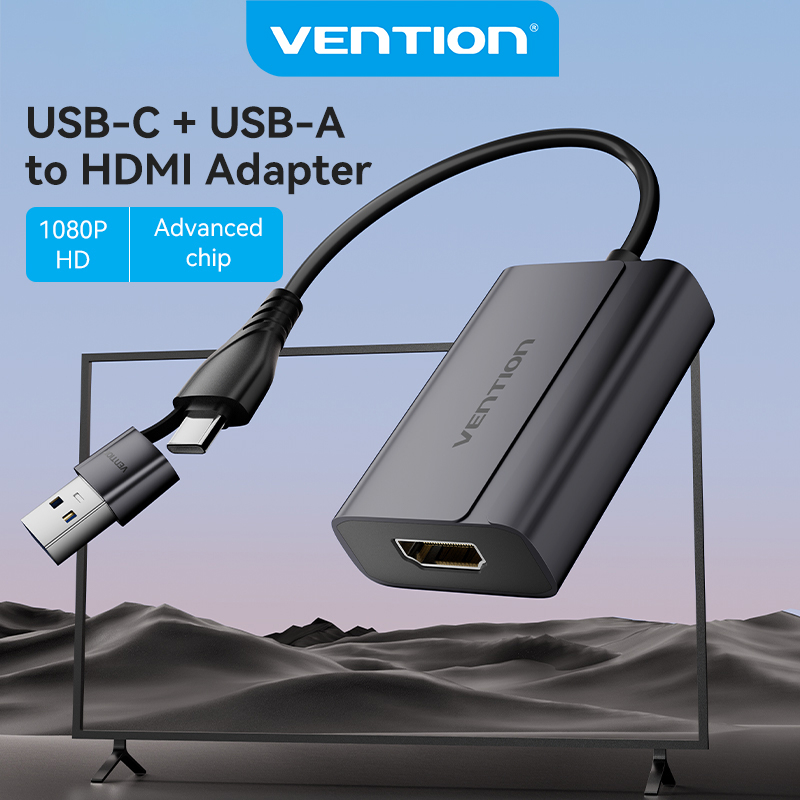 Vention อะแดปเตอร์ HDMI USB-C USB เป็น HDMI 1080P@60Hz สำหรับ MacBook Pro iPad โน้ตบุ๊ก