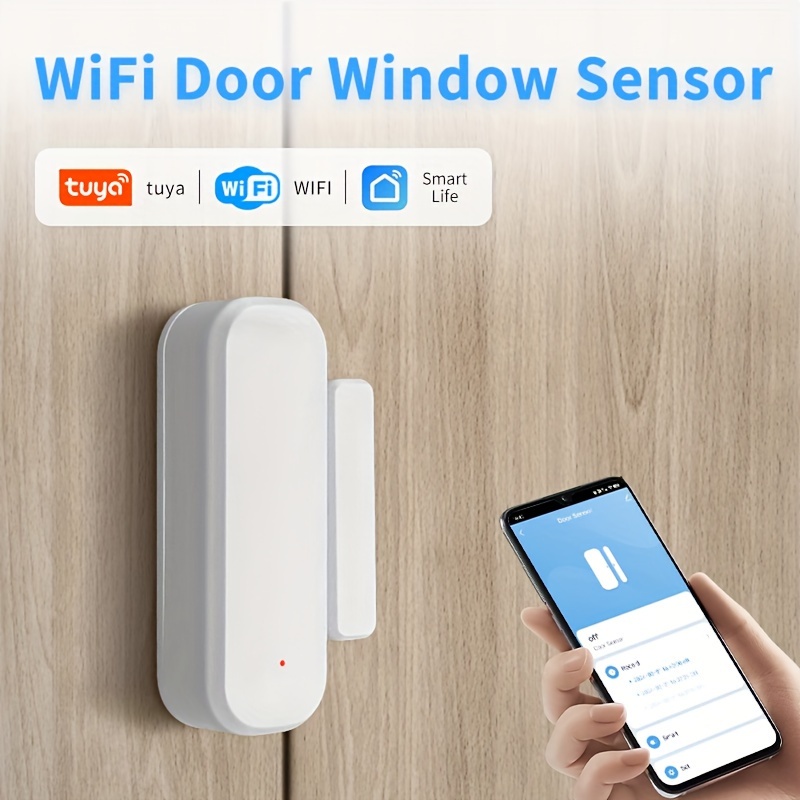 Tuya Wifi เซ็นเซอร์ประตูหน้าต่าง Entry Sensor Security Burglar เซ็นเซอร์ประตูนาฬิกาปลุก Smart Life เซ็นเซอร์ประตูแม่เหล็ก Alexa Google Home
