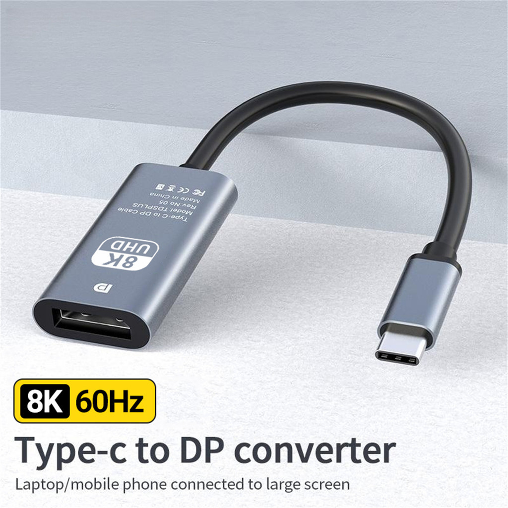 8k60hz/4k120hz HD ประเภท C ถึง DP อะแดปเตอร์ USB-C ถึงจอแสดงผลพอร์ต Converter ประเภท C ชาย DP หญิงอะแดปเตอร์เชื่อมต่อสนับสนุน PC/ทีวี/แล็ปท็อป/โทรศัพท์/ Pro/Air Dell ASUS-Aluminium Alloy