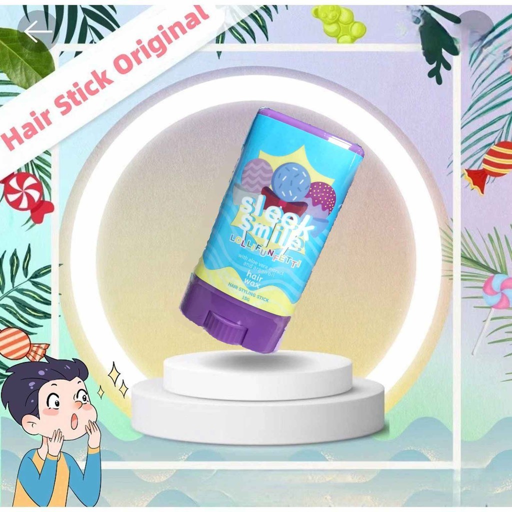 Lollifunfetti Candy Scent Sleek Smile Hair Stick ต้นฉบับโดย Hair Stying Wax