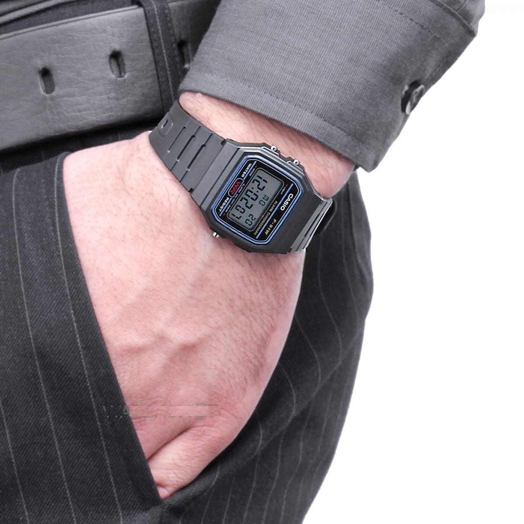 Casio Classic F91W-1 นาฬิกาข้อมือดิจิทัล พร้อมสายเรซิน กันน้ํา สีดํา สําหรับเล่นกีฬา