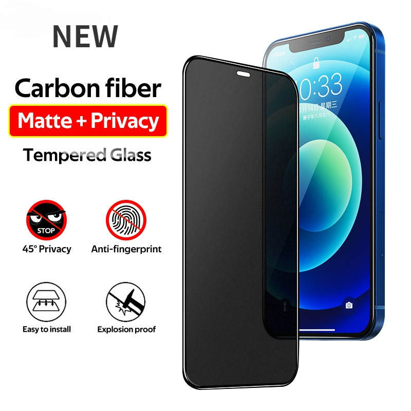 1pcs Full Coverageความเป็นส่วนตัวกระจกนิรภัยสําหรับiPhone 6 6s 7 8 Plus 11 12 13 14 15 Pro Max Mini Plus X XR XS Max Anti Spyความละเอียดสูง