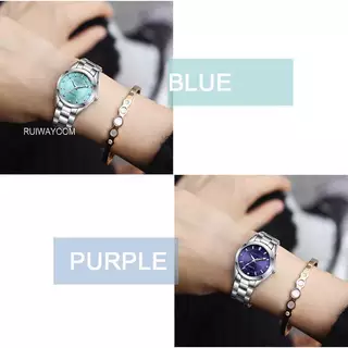 RUWAY นาฬิกาควอทซ์สแตนเลส Rhinestone หรูหรามีสไตล์ธุรกิจเคลื่อนไหวญี่ปุ่นสําหรับผู้หญิง
