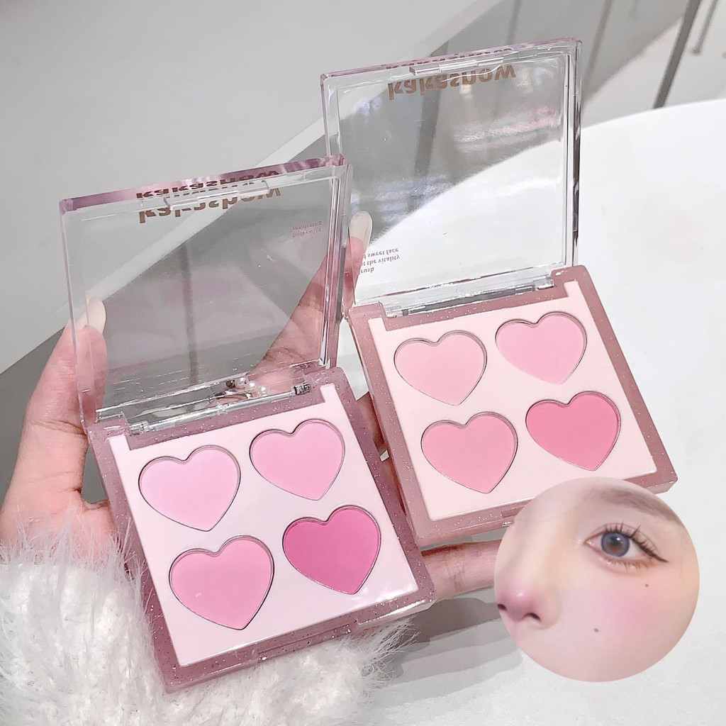 Kakashow Pink Series Four-Color Love Blush Palette Matte Natural Gentle Nude Makeup Easy to Smudge Whitening Fake Plain Face Pure Desire สไตล์เกาหลี Rudy สาม