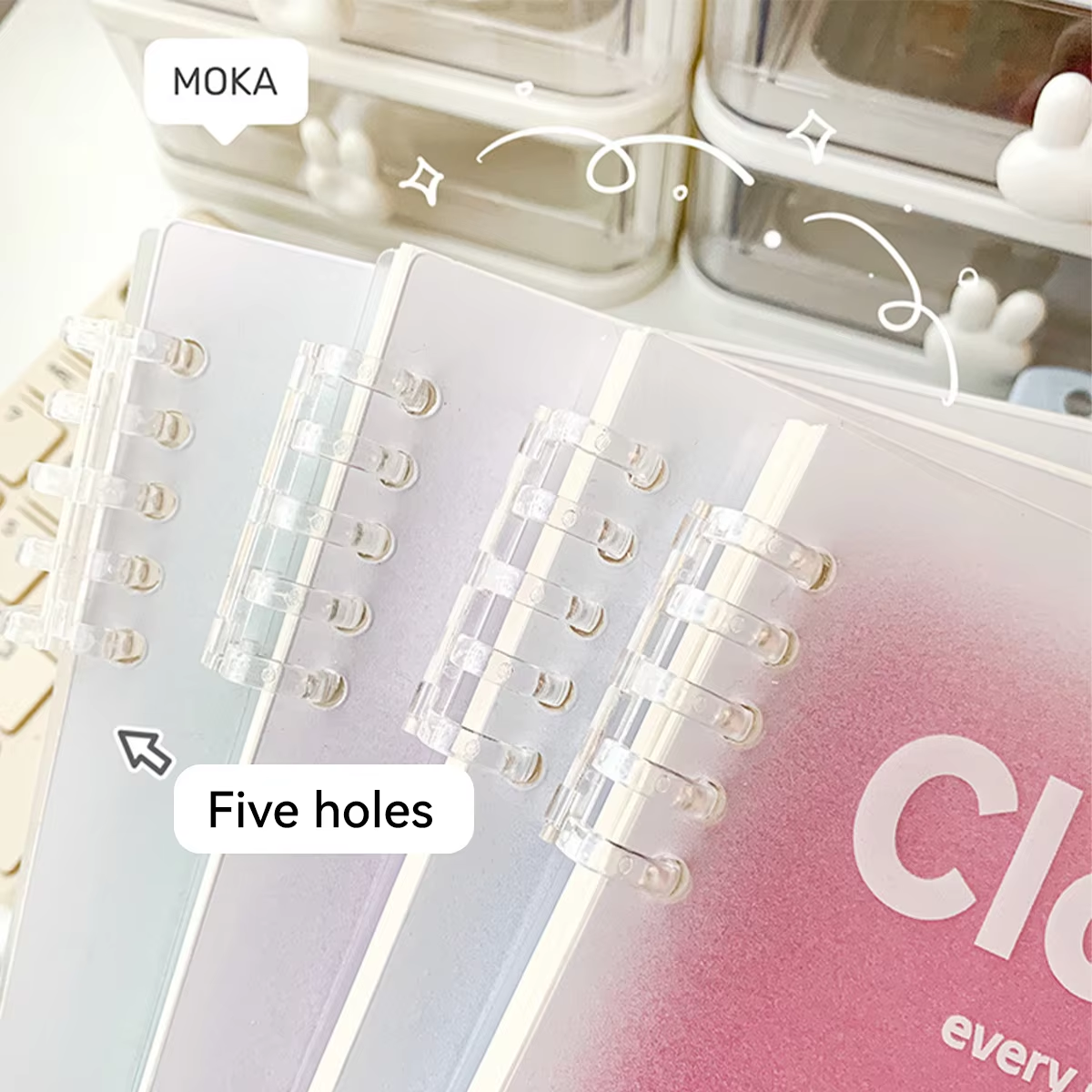 B5/a5 Binder ฝาครอบชุดแหวนเกลียวพลาสติกใสเครื่องเขียนอุปกรณ์สํานักงานไม่รวมหน้าด้านใน - รูปที่ 5