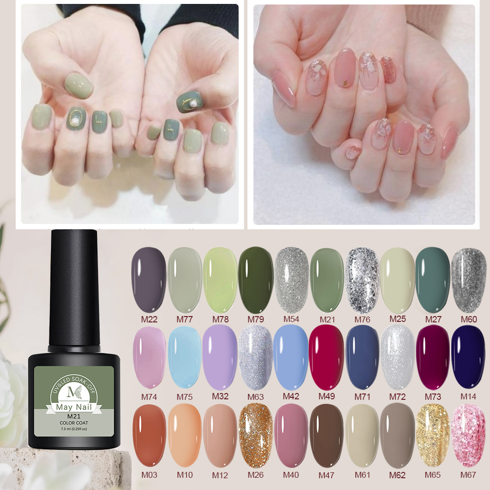 อาจยาทาเล็บกาว2024สไตล์ใหม่เลื่อมคาราเมลนมสีขาวสีดําส่องไฟเล็บสีกาวร้านเล็บทุ่มเท