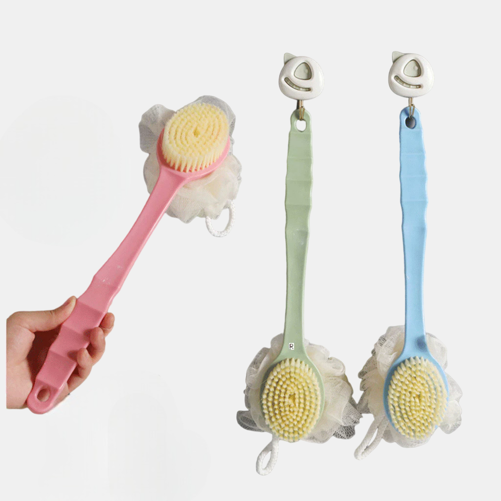 [สุดคุ้ม] แปรงอาบน้ํา LS1-0657-21 ขัดผิวหลัง 2 หัวสะดวก จัดส่งสีสุ่ม