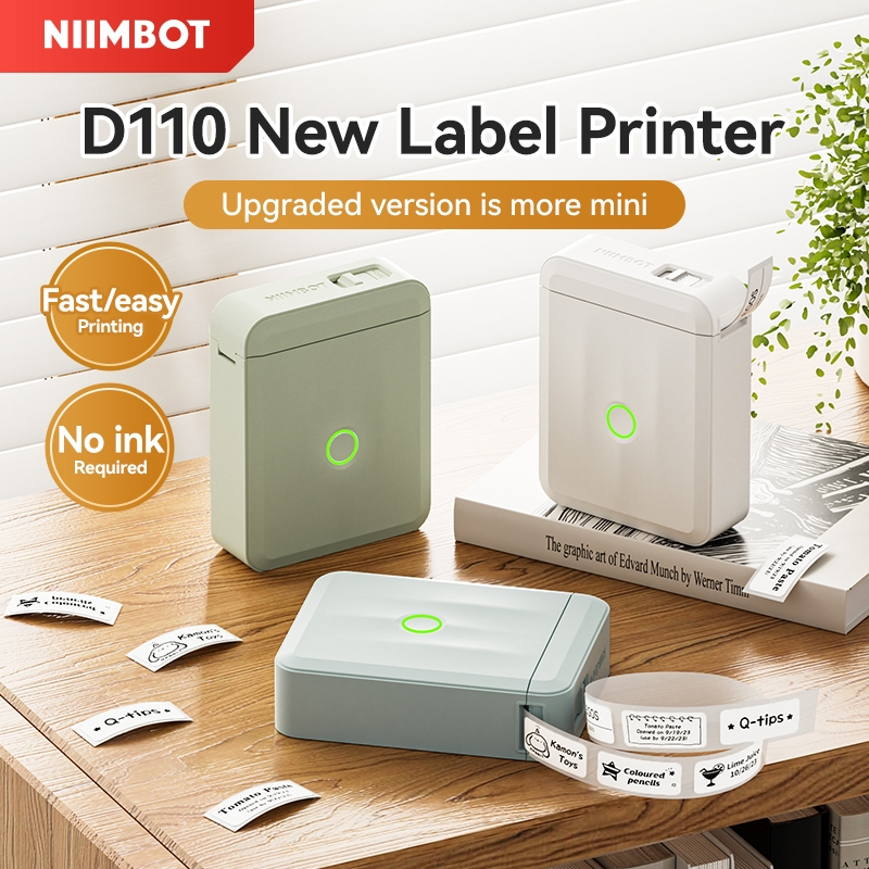 เครื่องพิมพ์ฉลาก Niimbot D110 เครื่องพิมพ์สติ๊กเกอร์แบบพกพา + ฉลากสติ๊กเกอร์ (12-15มม.)