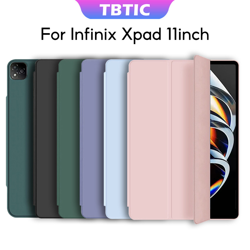 TBTIC เคส+Screen Protecor สําหรับ Infinix XPAD ขาตั้งหนัง PU แบบนุ่ม