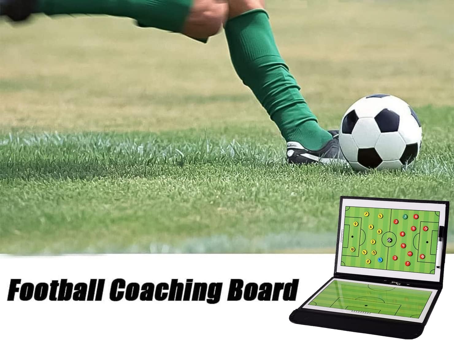 กระดานไวท์บอร์ดฝึกฟุตบอลพร้อมแม่เหล็ก - กระดานยุทธวิธีลบได้, ปากกาเมจิก และกระเป๋าซิป, ชุดโค้ช - รูปที่ 5