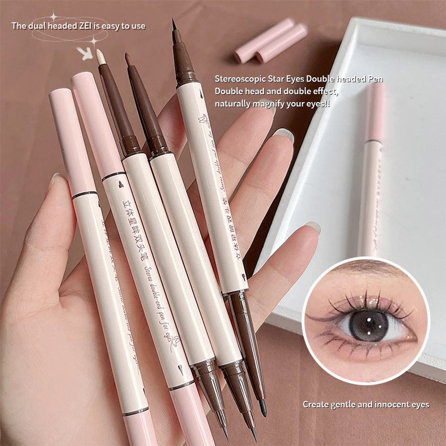 MAXFINE Double-Ended Multi-Purpose Eyeliner ปากกาสําหรับ Smooth,กันน้ํา,ยาวนานแต่งหน้าผลของขวัญวาเลนไทน์