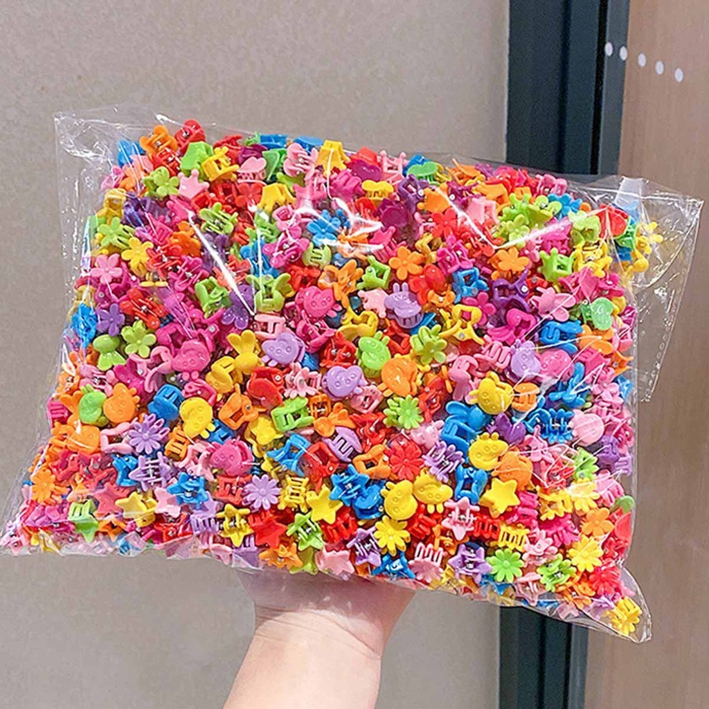 100ชิ้นมินิดอกไม้กรงเล็บผมที่มีสีสันอเนกประสงค์คลิปผมสําหรับผู้หญิงทุกวันจัดแต่งทรงผม สิ่งจําเป็น ลื่นชุดของขวัญ