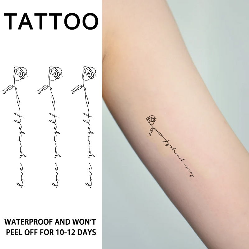 ดอกไม้ภาษาอังกฤษ Simple สมุนไพร Tattoo สติกเกอร์กันน้ําติดทนนานหญิง High-End แขน Clavicle จําลอง Tattoo Non-Reflect ชั่วคราวสติกเกอร์