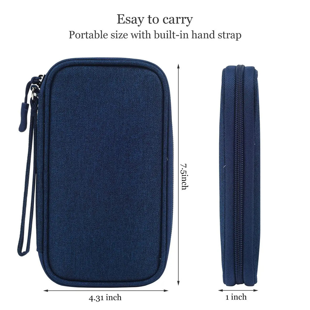 ​1PC Travel Tech Organizer - ที่เก็บสาย USB สีชมพู/เทา/ดํา/กรมท่าสําหรับเครื่องชาร์จและหูฟัง​