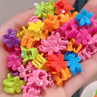 100ชิ้นมินิดอกไม้กรงเล็บผมที่มีสีสันอเนกประสงค์คลิปผมสําหรับผู้หญิงทุกวันจัดแต่งทรงผม สิ่งจําเป็น ลื่นชุดของขวัญ