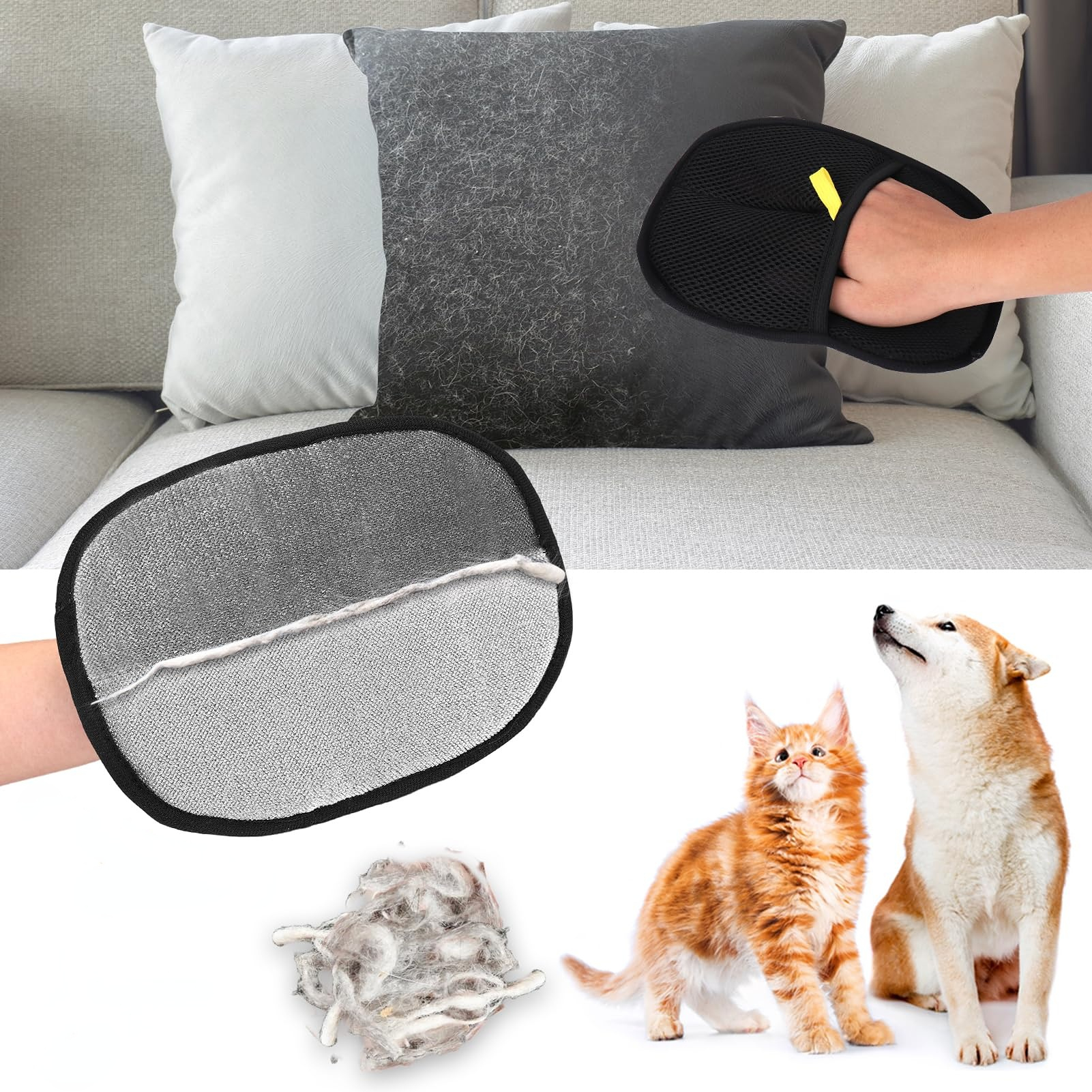 PetHairPro Static Pet Hair Remover ถุงมือและชุดเครื่องมือ-Reusable Dog Cat Hair Removal สําหรับเฟอร์นิเจอร์รถที่นอนเสื้อผ้าผ้าปูที่นอนพรม ราคา ถูกที่สุด ดีลบีเคเค แกลเลอรีภาพที่ 2
