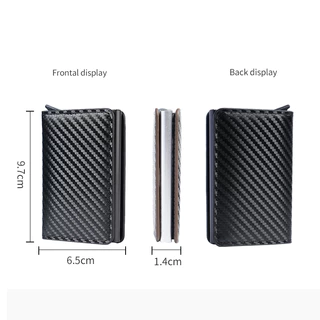 กระเป๋าสตางค์คาร์บอนไฟเบอร์ Auto-Pop - กระเป๋าใส่บัตรปิดกั้น RFID แบบบางพิเศษสําหรับผู้ชายและผู้หญิง