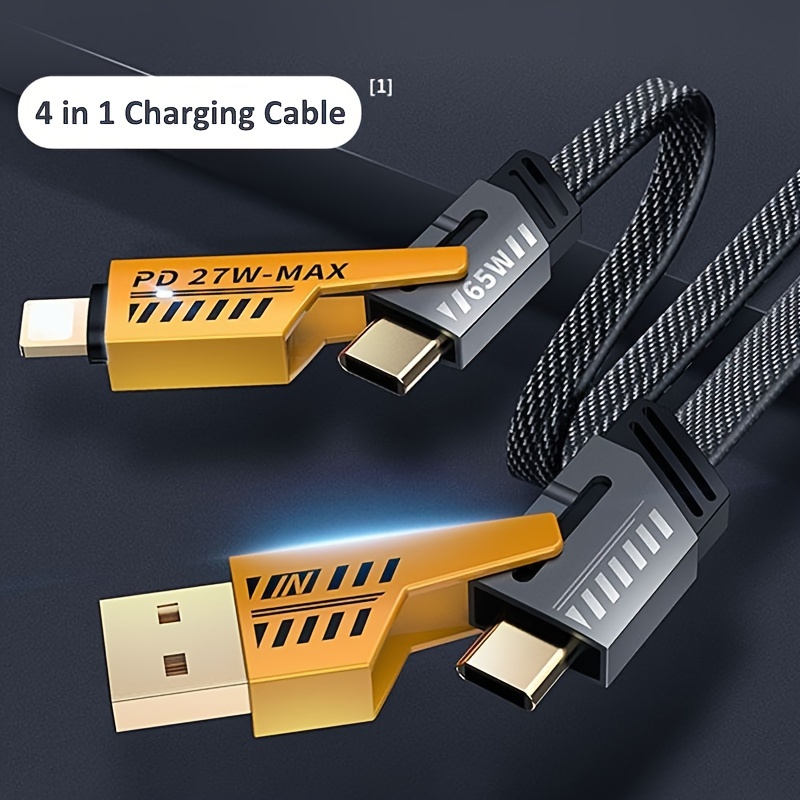 สายเคเบิลข้อมูล Mecha Four-in-one PD65W Two-to-Two Multi-Function Dual typec เหมาะสําหรับสายชาร์จ IP 11 13 15