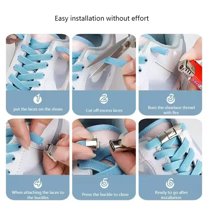 Elastic No-Tie Shoelaces Quick Lacing System สําหรับรองเท้าวิ่ง Trainers กีฬารองเท้าผ้าใบ