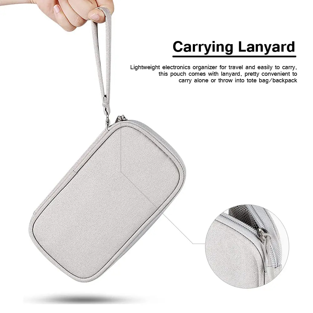 ​1PC Travel Tech Organizer - ที่เก็บสาย USB สีชมพู/เทา/ดํา/กรมท่าสําหรับเครื่องชาร์จและหูฟัง​