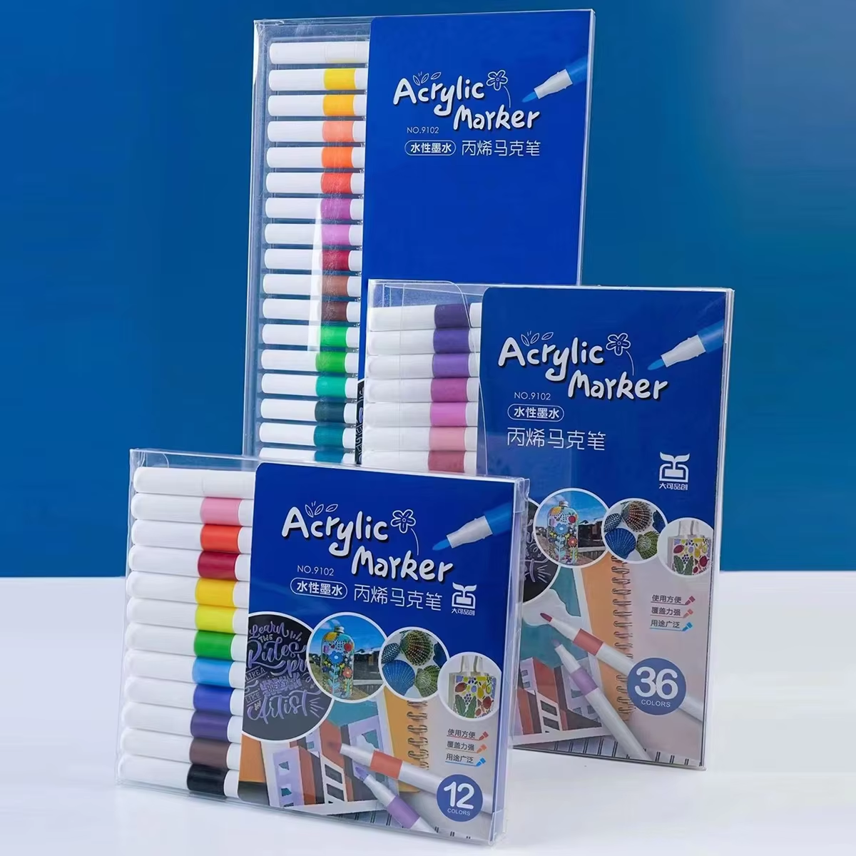 ชุดปากกามาร์กเกอร์อะคริลิกแบบโพสก้า 24/36 สี สำหรับเซรามิก โลหะ ผ้า งานDIY และโครงการศิลปะการเพ้นท์