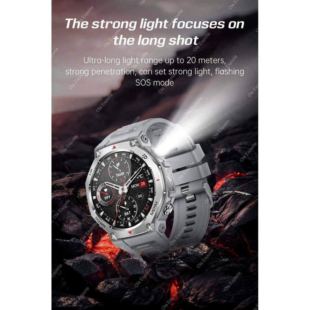 นาฬิกาอัจฉริยะกันน้ำสำหรับว่ายน้ำ Amazfit T-Rex 3 Ultra GPS สำหรับผู้ชายและผู้หญิง 5ATM กันน้ำ โทรศัพท์ได้ ฟังก์ชันไฟฉาย โหมดกีฬา 100+