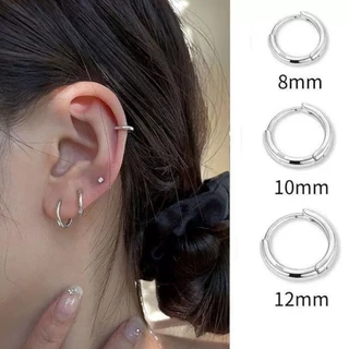 เงิน 6 คู่ต่างหูวงกลมสแตนเลส Punk Rock Rhodium Plated Unisex Set