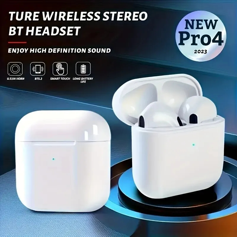 ชุดหูฟังไร้สาย Mini TWS Pro4 ชุดหูฟังบลูทูธชนิดใส่ในหู Pro 4 TWS หูฟังไร้สายบลูทูธหูฟังชุดหูฟังกันน้ําพร้อมไมโครโฟนสําหรับ Pro4 หูฟัง