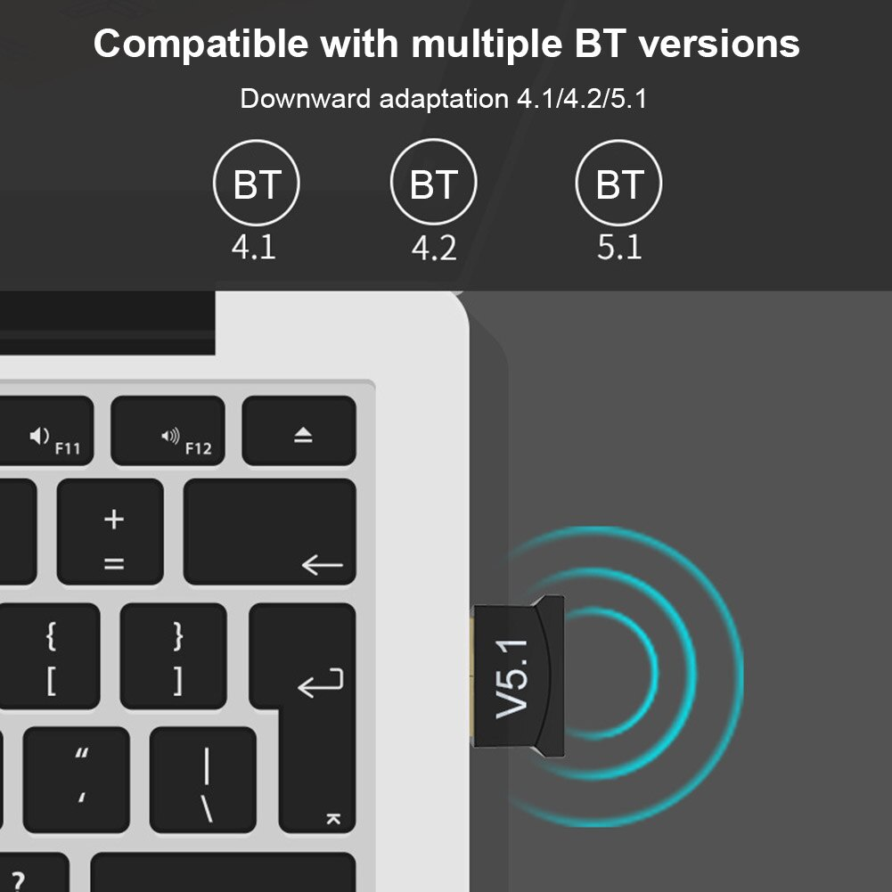 USB B luetooth 5.1 ตัวรับสัญญาณอะแดปเตอร์ Bluetooth Dongle ไร้สาย USB สําหรับคอมพิวเตอร์พีซีแล็ปท็อป