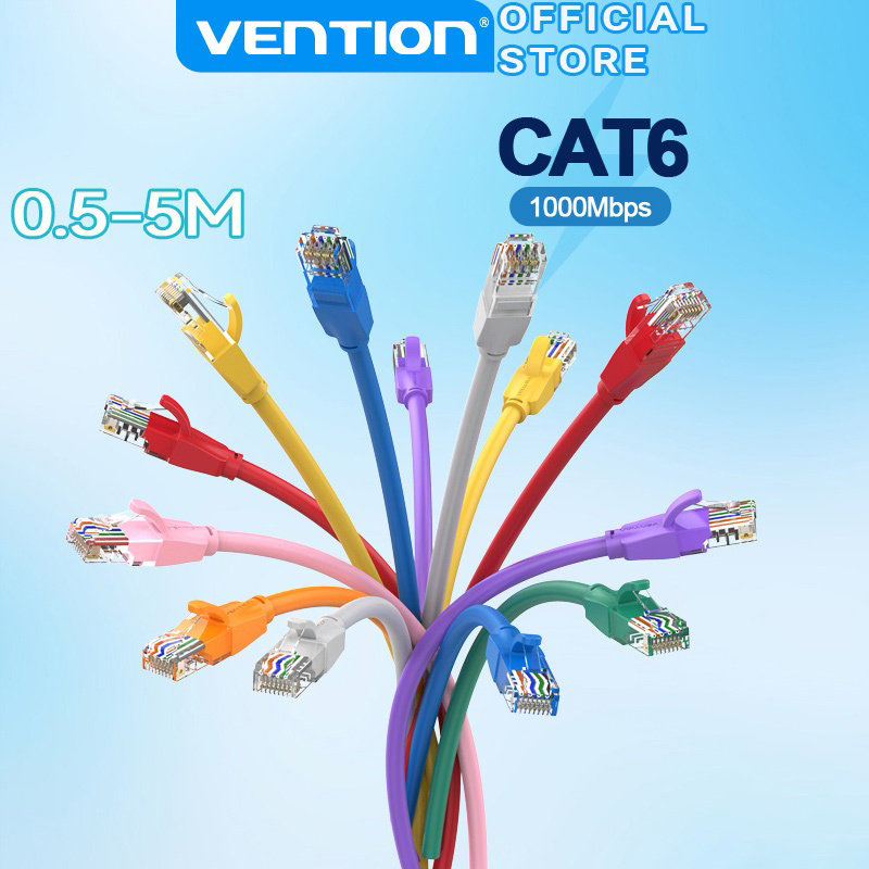 Vention Ethernet Lan Cable UTP CAT 6 สายเคเบิลเครือข่าย Patchcord ความเร็วสูง 1000Mbps CAT6 สายเครือข่าย Lan สําหรับเราเตอร์แล็ปท็อป