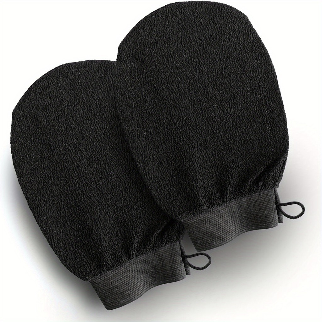 ถุงมือขัด Moroccan Hammam Exfoliating Body Face Tanning Massage Gloves ถุงมือขัดผิว (สีดํา)