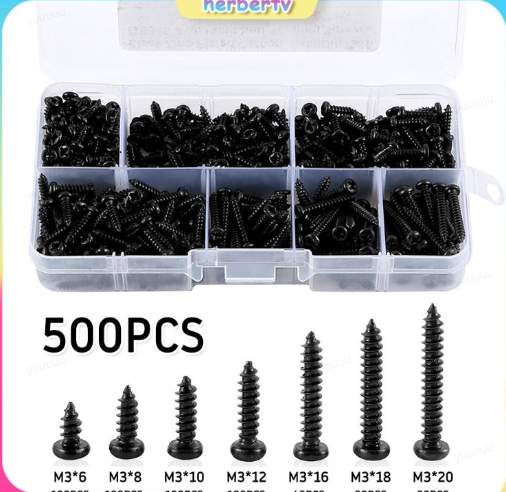 ชุดสกรู Countersunk Flat Crosshead เหล็กคาร์บอนสีดําสําหรับเฟอร์นิเจอร์ไม้ M3 ถึง M20 500 ชิ้น