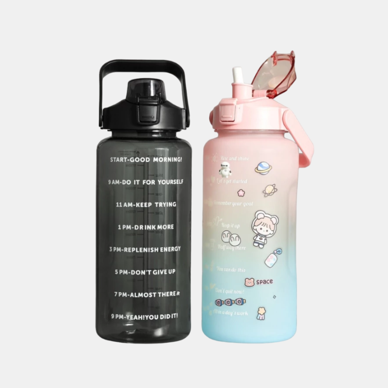 [สูงสุด ค่า] ขวดน้ํา 2 ลิตร สําหรับคนขี้เกียจดื่มน้ํา LS1-0657-32 ดีไซน์น่ารัก พร้อมสเกลชั่วโมง