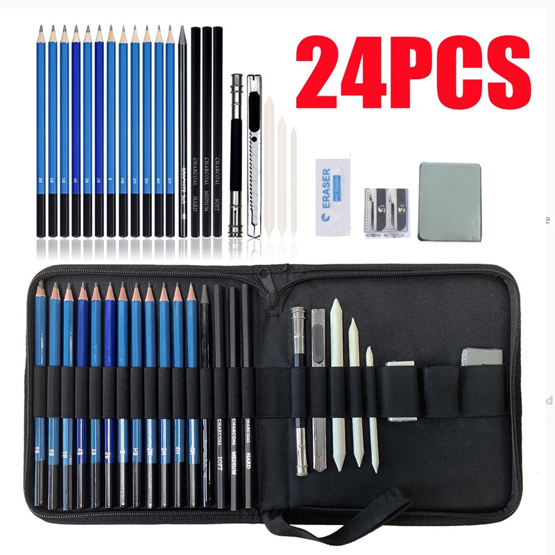 ชุดดินสอสเก็ตช์ 24 ชิ้นศิลปินหัตถกรรมชุดวาดภาพมืออาชีพ Graffiti Art Supplies