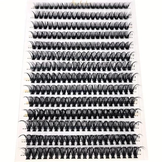 Eyelash 280 Clusters, 14 แถวผสม Bundles - 30D+40D-0.07-D-9-16Mix, Natural Look