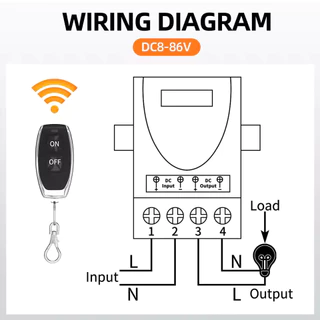 รีโมทควบคุมไร้สาย DC12V24V30A1 สวิตช์เปิด/ปิด สำหรับไฟมอเตอร์ไซค์ ไฟรถยนต์ และปั๊มน้ำกระพริบ