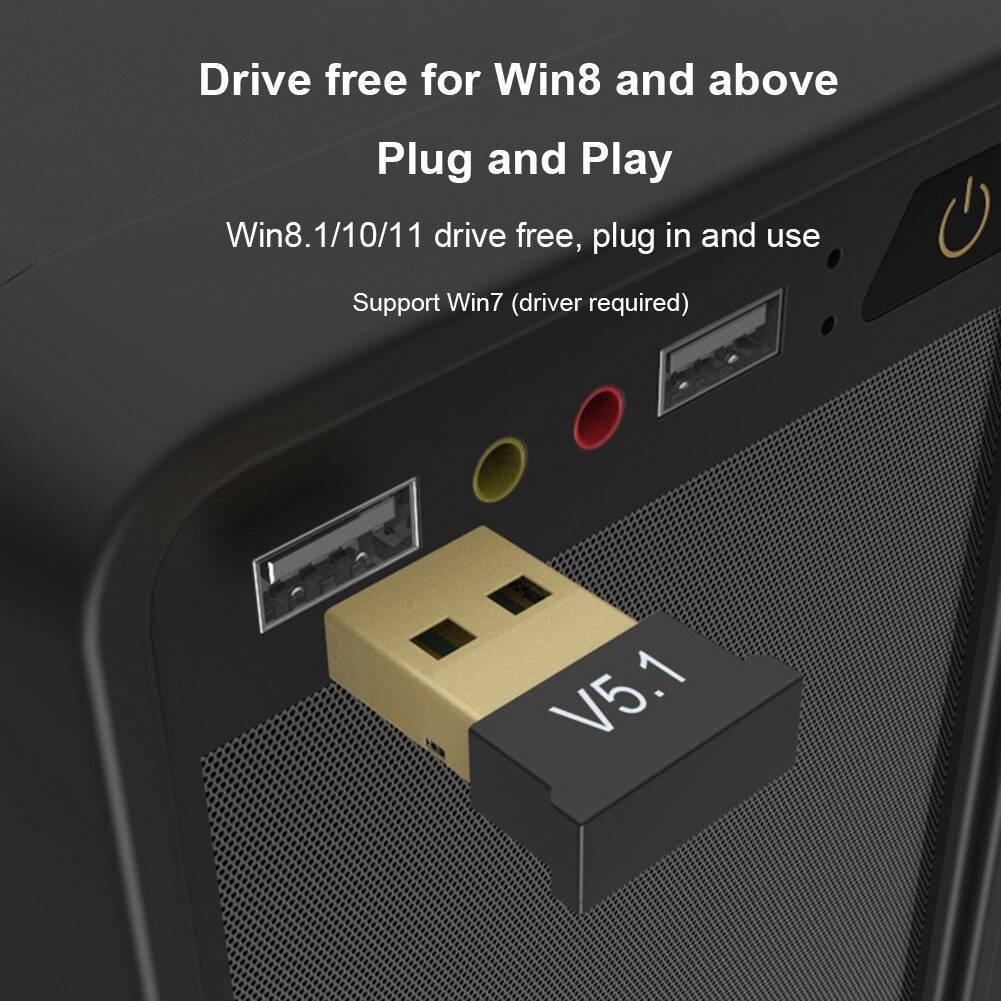 USB B luetooth 5.1 ตัวรับสัญญาณอะแดปเตอร์ Bluetooth Dongle ไร้สาย USB สําหรับคอมพิวเตอร์พีซีแล็ปท็อป