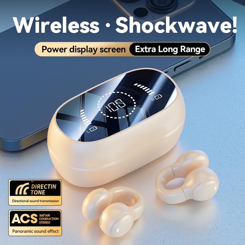 หูฟังไร้สาย SPRISE M47 แบบคลิปหู Bluetooth พร้อมระบบแสดงผล LED อัจฉริยะ หูฟังขนาดเล็กที่ยึดติดพร้อมฟังก์ชันการตัดเสียงรบกวน คุณภาพสูง