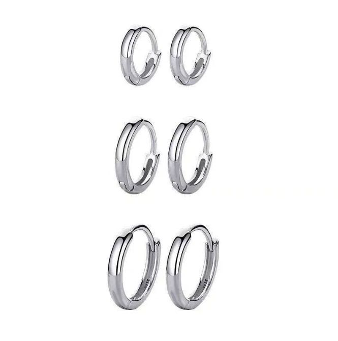 6 คู่ต่างหูวงกลมสแตนเลส Punk Rock Rhodium Plated Unisex Set - รูปที่ 4