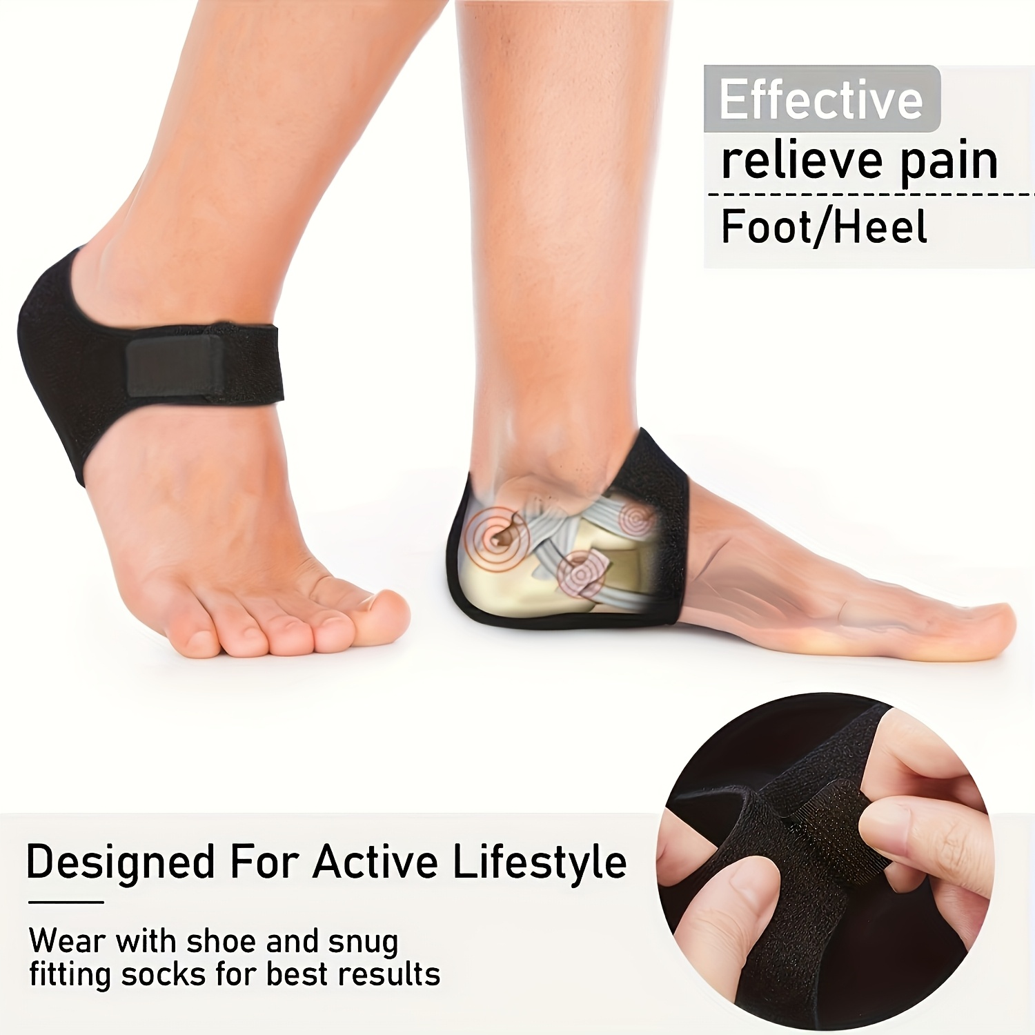 เครื่องป้องกันส้นเท้า Plantar Fasciitis (2 ชิ้น) – เบาะสําหรับ Alleviating ปวดส้นเท้าและแผ่นส้นเท้าแรงดัน ตัวป้องกันส้นเท้า - รูปที่ 2
