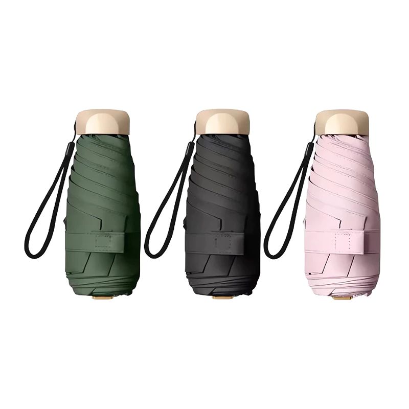 ร่มพับแคปซูล สีมินิมอล กัน UV ขนาดเล็ก ด้ามจับมีความแข็งแรงทนทาน มีให้เลือก 3 สี.