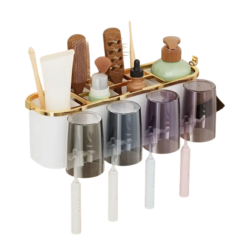 [สูงสุด ค่า] ชุดที่วางแก้ว แปรงสีฟัน พร้อมเครื่องจ่ายยาสีฟันอัตโนมัติ LS1-0657-702 ยึดติดแน่นกับผนัง