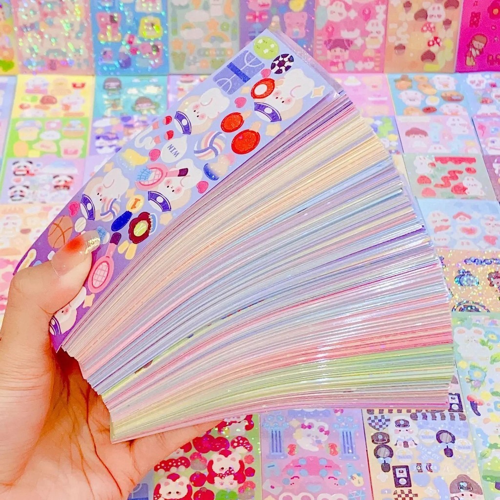 100/400 ชิ้น น่ารัก สติกเกอร์เลเซอร์ – การ์ตูนสมุดวารสาร ทําเอง ตกแต่งสําหรับนักเรียนและอุปกรณ์การเรียน
