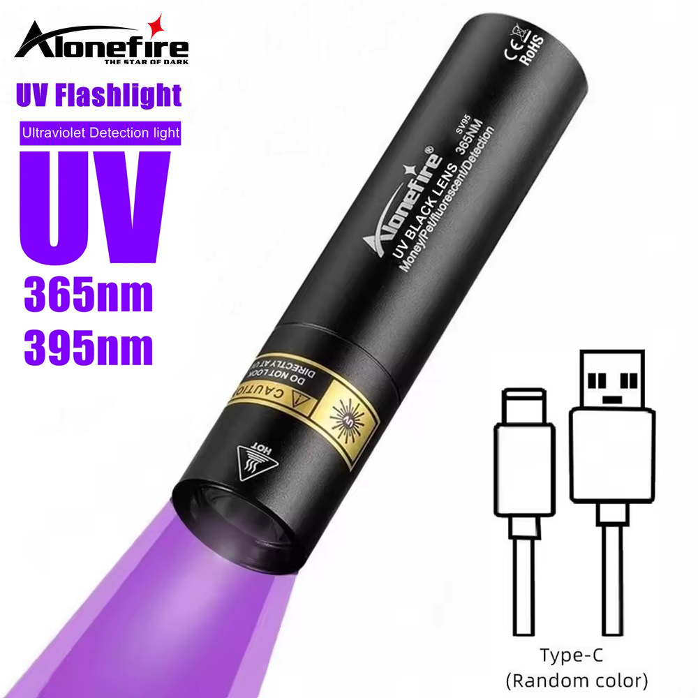 Alonefire SV94 365/395nm High Bright UV ไฟฉาย USB ชาร ์ จไฟฉายสัตว ์ เลี ้ ยงปัสสาวะแมวเกลื ้ อน Marker เงินแร ่ การตรวจจับการรั ่ วไหลโคมไฟ