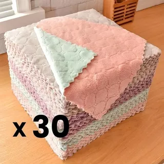 ผ้าขี้ริ้ว ไมโครไฟเบอร์ (ซักได้) ผ้าเช็ดมือ ขนาด 25x25 ซม. (30 ชิ้น)