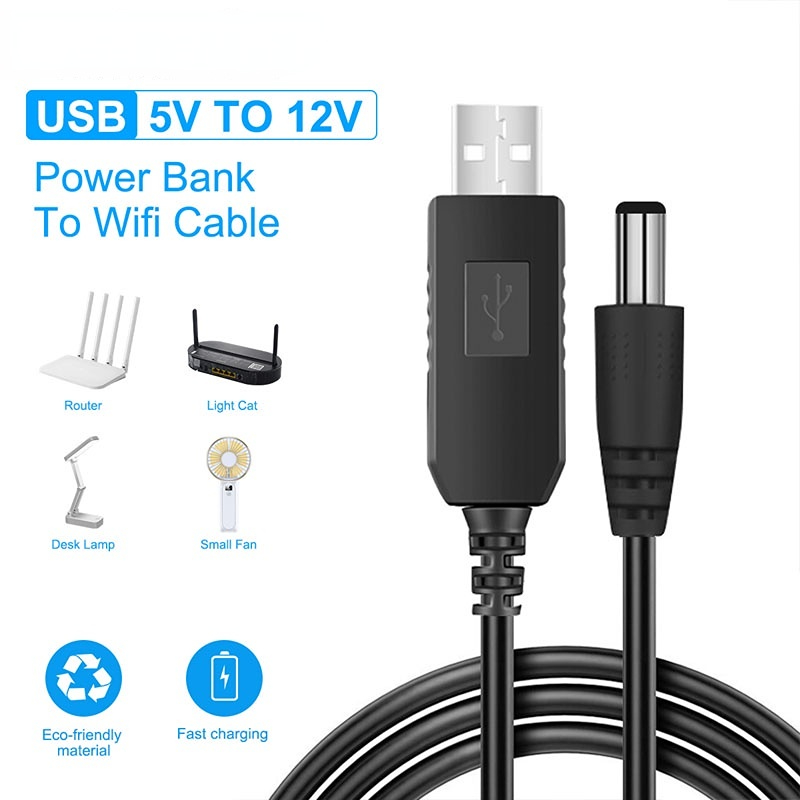 สายชาร์จ Powerbank WiFi แปลงอุปกรณ์จาก DC 5V เป็น 9V หรือ 12V USB เป็น DC 3.5mm